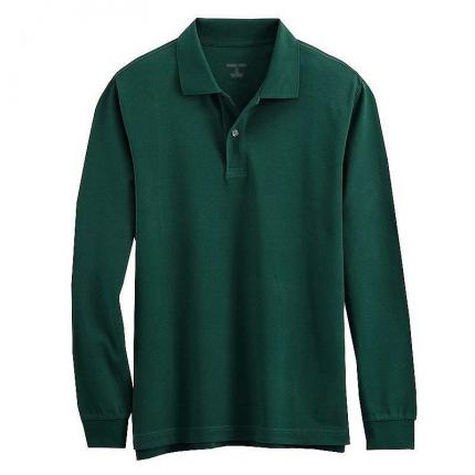 秋裝純綠色空白翻領(lǐng)商務(wù)T恤衫，可按需求刺繡