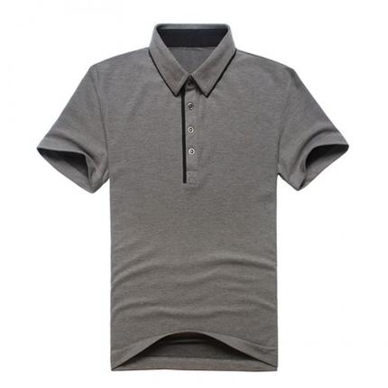 高檔棉灰色時(shí)尚翻領(lǐng)T恤衫款式圖片