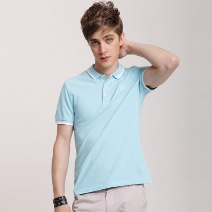 【定制】水藍色時尚T恤衫純棉材質(zhì)訂制