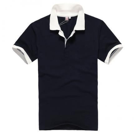 【定制】男士翻領(lǐng)短袖T恤衫 門襟撞色款式制作