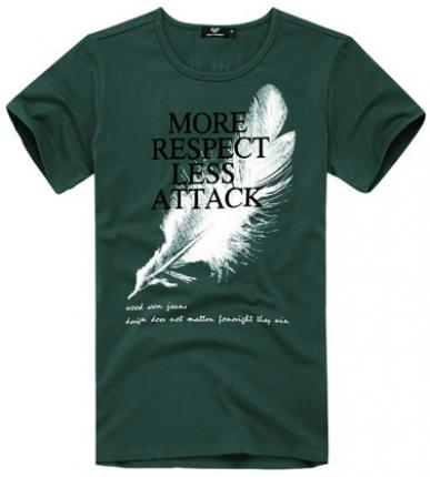 夏裝圓領綠色時尚印花T恤衫批發(fā)